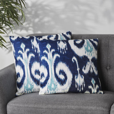 Bungalow Rose Ikat Throw Pillow 14x14 burgundy turquoise ikat pillow